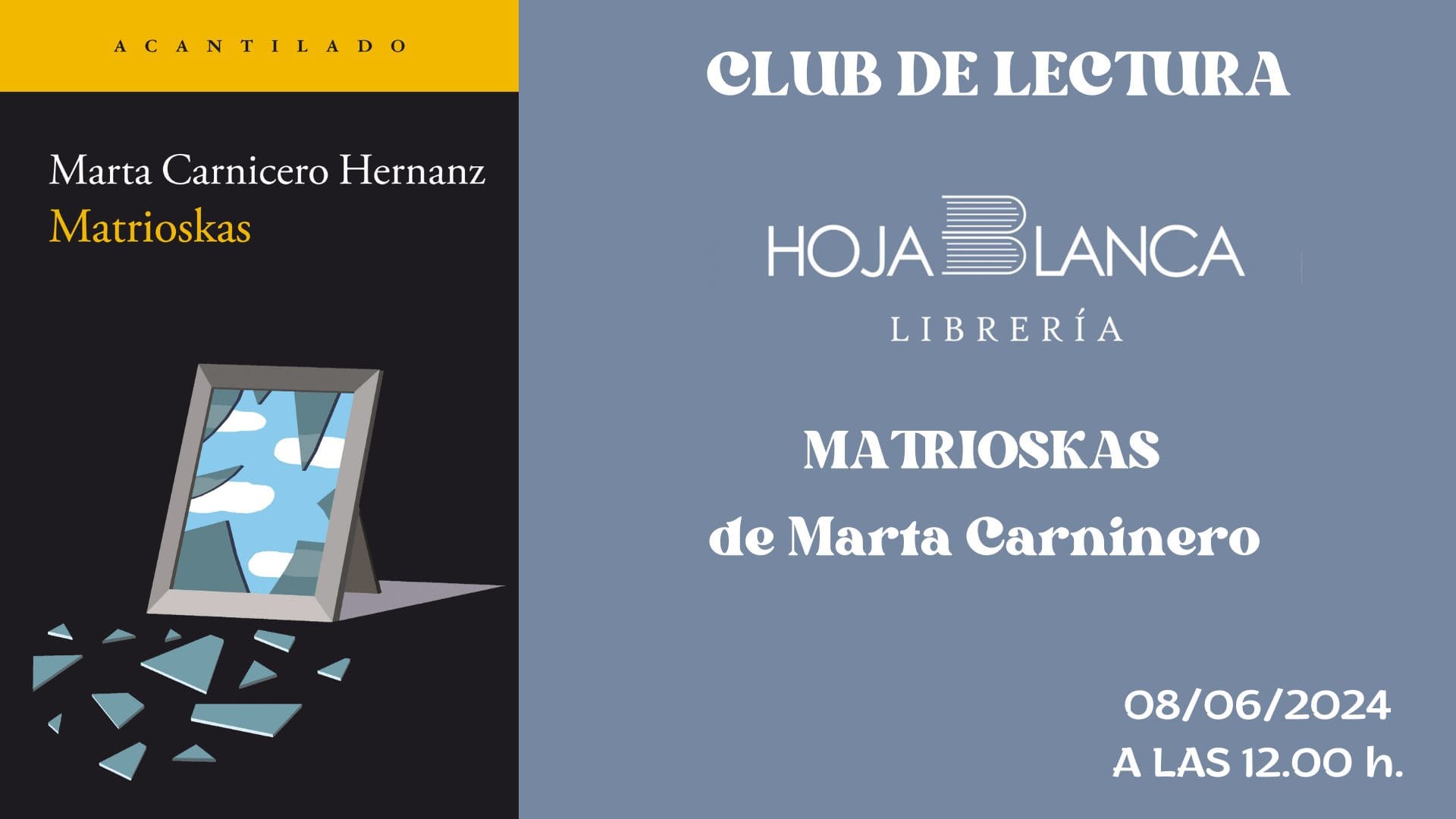 cartel del Club de Lectura en Hojablanca de Marta Carnicero